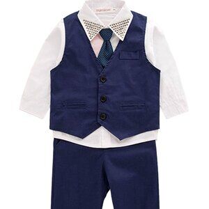 Stylish Kids Navy Blue Vest Set